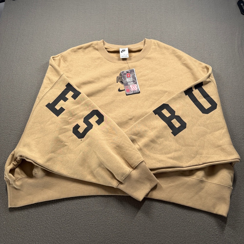 Nike Ohio State Buckeyes Shoes Womens XL Tan Crewneck 01D7-2FE-OH-ZEE